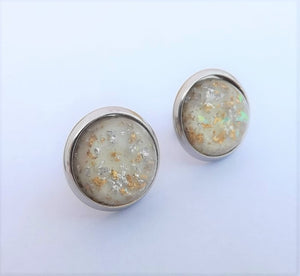 Gold, Silver & Cream Stud Earrings