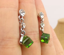 Load image into Gallery viewer, 3D Cube Drop Earrings, Stud Setting (3 colour options)
