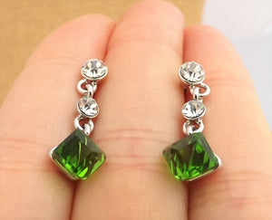 3D Cube Drop Earrings, Stud Setting (3 colour options)