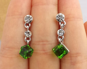 3D Cube Drop Earrings, Stud Setting (3 colour options)