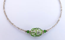 Load image into Gallery viewer, Green Twist &amp; Silver Foil Bead Necklace
