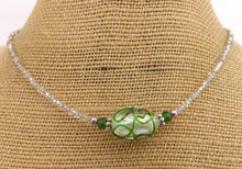 Load image into Gallery viewer, Green Twist &amp; Silver Foil Bead Necklace
