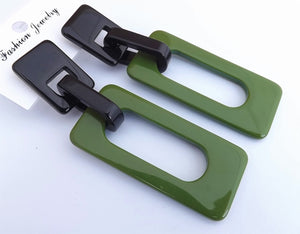 Acrylic Rectangle Large Chunky Drop Earrings (multiple colour options)