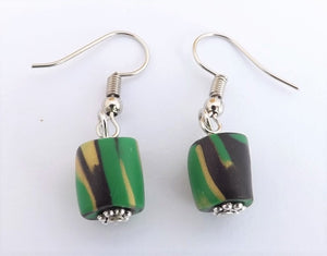 Green, Black & Gold Kathryn Design Bead Drop Earrings