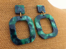 Load image into Gallery viewer, Green Large Acrylic Drop Earrings on Stud Setting
