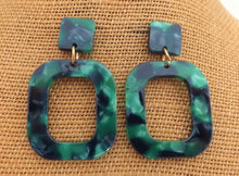 Load image into Gallery viewer, Green Large Acrylic Drop Earrings on Stud Setting
