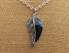 Load image into Gallery viewer, Green, Blue &amp; Silver Tone Fern Leaf Pendant Necklace
