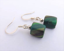 Load image into Gallery viewer, Green &amp; Gold Kathryn Design Bead Drop Earrings
