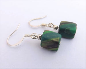 Green & Gold Kathryn Design Bead Drop Earrings