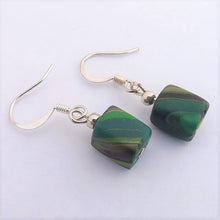 Load image into Gallery viewer, Green &amp; Gold Kathryn Design Bead Drop Earrings
