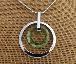 Silver Tone Round Drop Pendant Necklace (4x colour options)