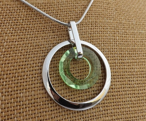 Silver Tone Round Drop Pendant Necklace (4x colour options)