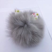 Load image into Gallery viewer, Grey Fluffy Pompom With Rabbit Ears, Key Rings &amp; Purse Clip
