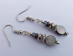 Grey Mother of Pearl Bead Earrings