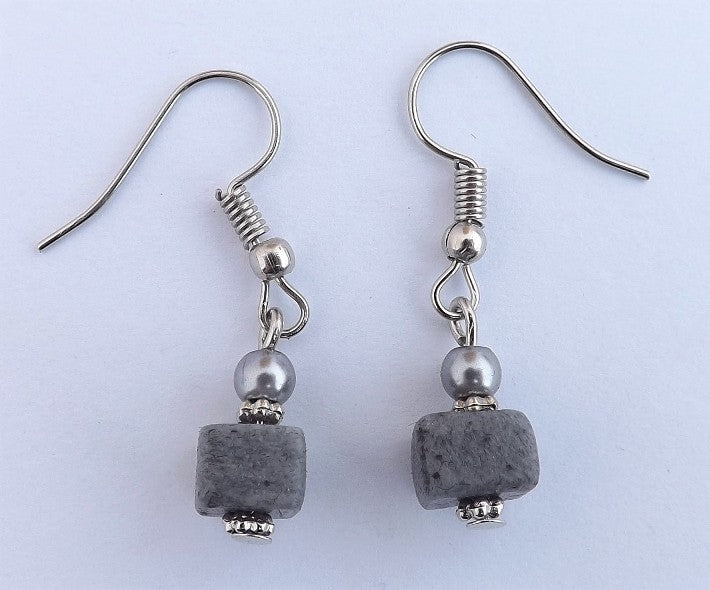 Grey Square Kathryn Design Bead Earrings