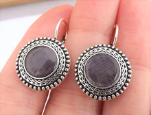 Load image into Gallery viewer, Grey Ulexite &amp; Silver Tone Lever Back Earrings
