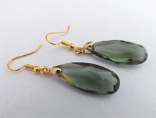 Load image into Gallery viewer, Grey &amp; Gold Tone Faceted Drop Earrings
