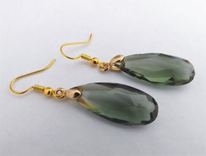 Grey & Gold Tone Faceted Drop Earrings