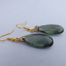 Load image into Gallery viewer, Grey &amp; Gold Tone Faceted Drop Earrings
