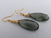 Load image into Gallery viewer, Grey &amp; Gold Tone Faceted Drop Earrings
