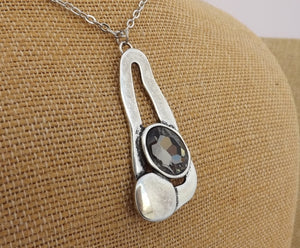 Grey & Silver Tone Pendant Necklace