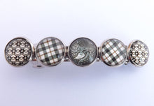 Load image into Gallery viewer, Grey &amp; White Silver Tone Dome Barrette Hairclip
