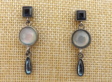 Load image into Gallery viewer, Gunmetal Grey &amp; Blue Drop Earrings
