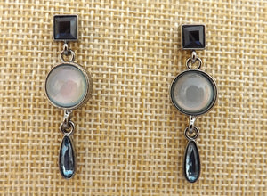 Gunmetal Grey & Blue Drop Earrings