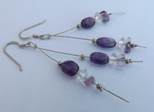 Load image into Gallery viewer, Handmade Amethyst Bead Drop Earrings on Sterling Silver Hooks
