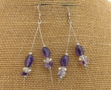 Load image into Gallery viewer, Handmade Amethyst Bead Drop Earrings on Sterling Silver Hooks
