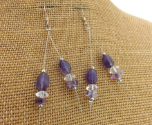 Load image into Gallery viewer, Handmade Amethyst Bead Drop Earrings on Sterling Silver Hooks
