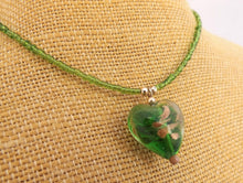 Load image into Gallery viewer, Handmade Green Glass Heart Pendant Necklace
