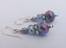 Load image into Gallery viewer, Handmade Royal Blue Crystal Faceted Bead Earrings on Sterling Silver Hooks
