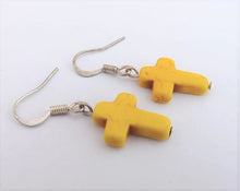 Load image into Gallery viewer, Yellow Cross Handmade Earrings
