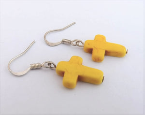 Yellow Cross Handmade Earrings