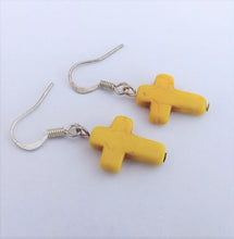 Load image into Gallery viewer, Yellow Cross Handmade Earrings
