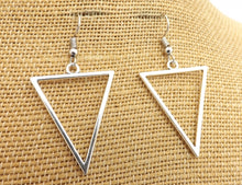 Load image into Gallery viewer, Hollow Triangle Silver Tone Drop Earrings
