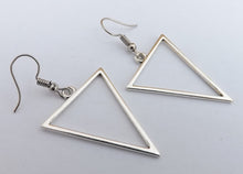 Load image into Gallery viewer, Hollow Triangle Silver Tone Drop Earrings
