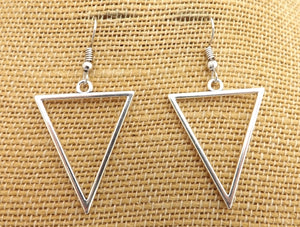 Hollow Triangle Silver Tone Drop Earrings