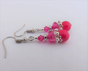 Hot Pink Bead Earrings