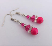 Load image into Gallery viewer, Hot Pink Bead Earrings
