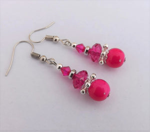 Hot Pink Bead Earrings