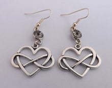 Load image into Gallery viewer, Infinity Twist Heart Silver Tone Drop Earrings
