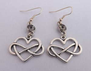 Infinity Twist Heart Silver Tone Drop Earrings