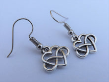Load image into Gallery viewer, Infinity Twist Heart Silver Tone Drop Earrings
