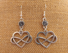 Load image into Gallery viewer, Infinity Twist Heart Silver Tone Drop Earrings
