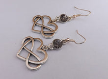 Load image into Gallery viewer, Infinity Twist Heart Silver Tone Drop Earrings
