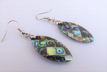 Load image into Gallery viewer, Kayak Shaped Paua Mosaic Drop Earrings
