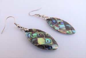 Kayak Shaped Paua Mosaic Drop Earrings