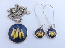 Load image into Gallery viewer, Kowhai Flowers Dome Pendant &amp; Earrings Set
